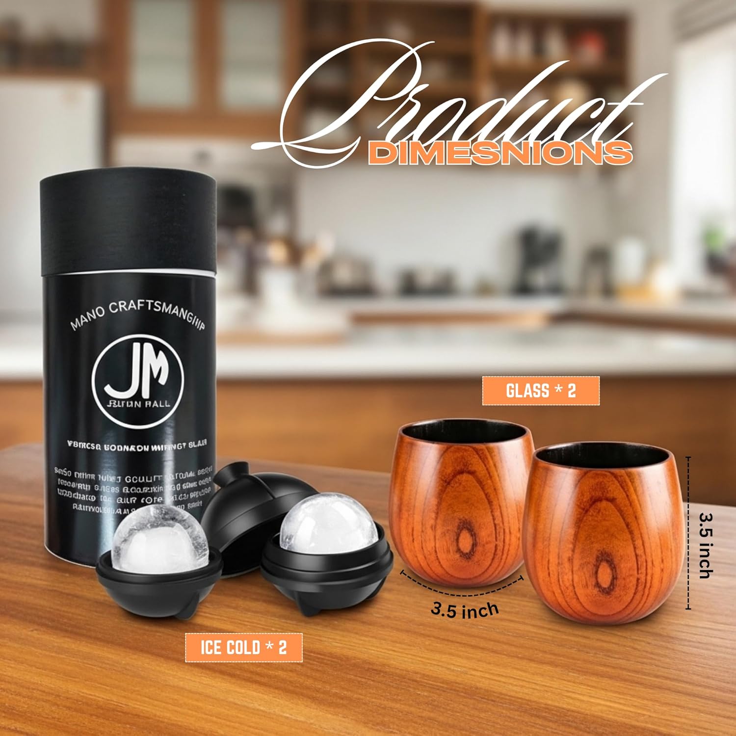 Charred Wooden Bourbon Drinking Glass – Whiskey Glasses & Bourbon Gifts for Men – Unique Whiskey Glass & Bourbon Glass Set (2 Pack)